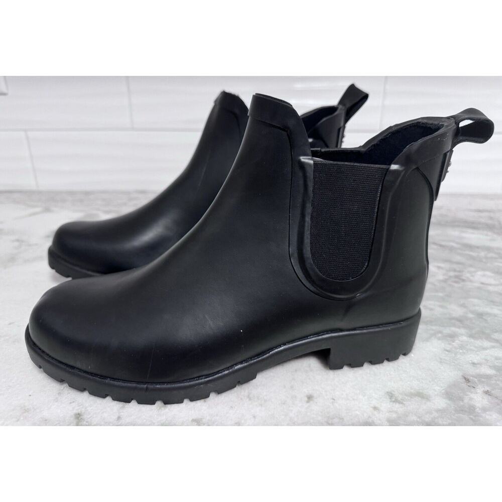 Stuart Weitzman Black Rubber Chelsea Boots Booties Size 8B - Picture 3 of 10